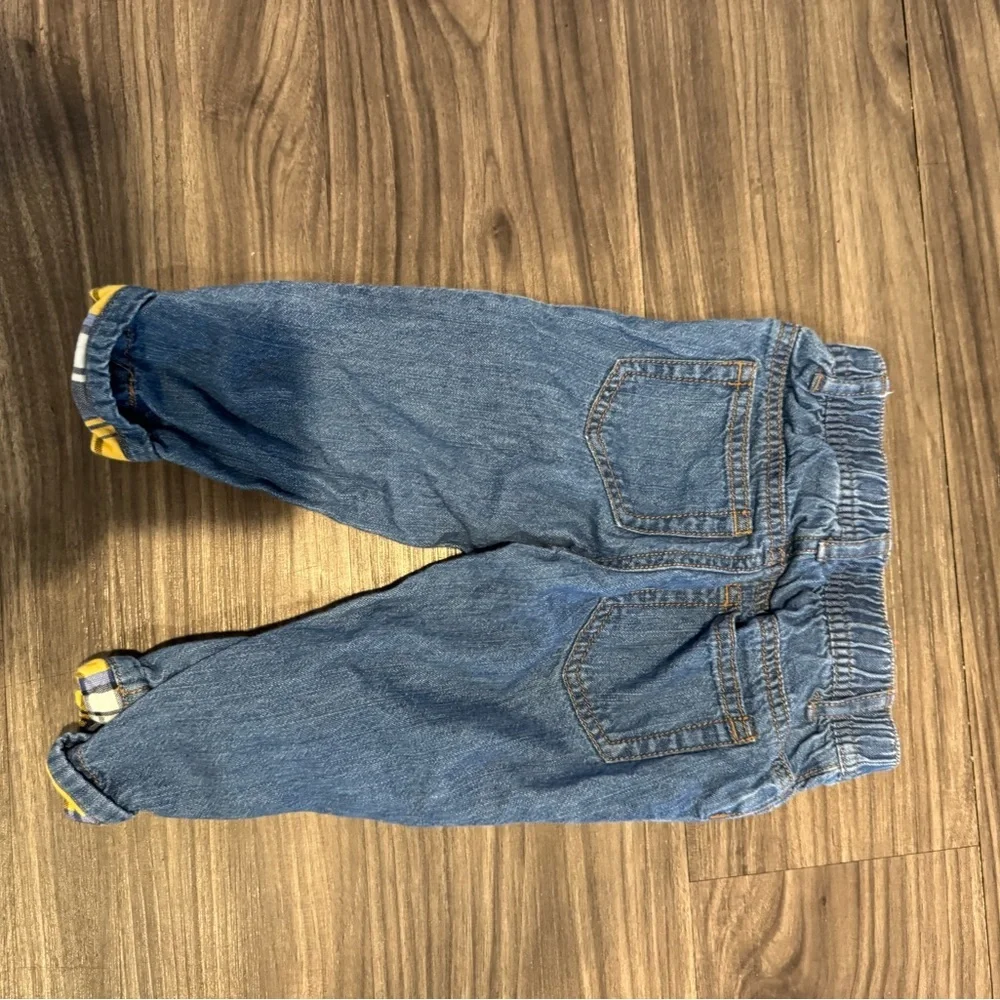 The Children’s Place Baby Boy Blue Denim Jeans 9-12M Car Appliqué